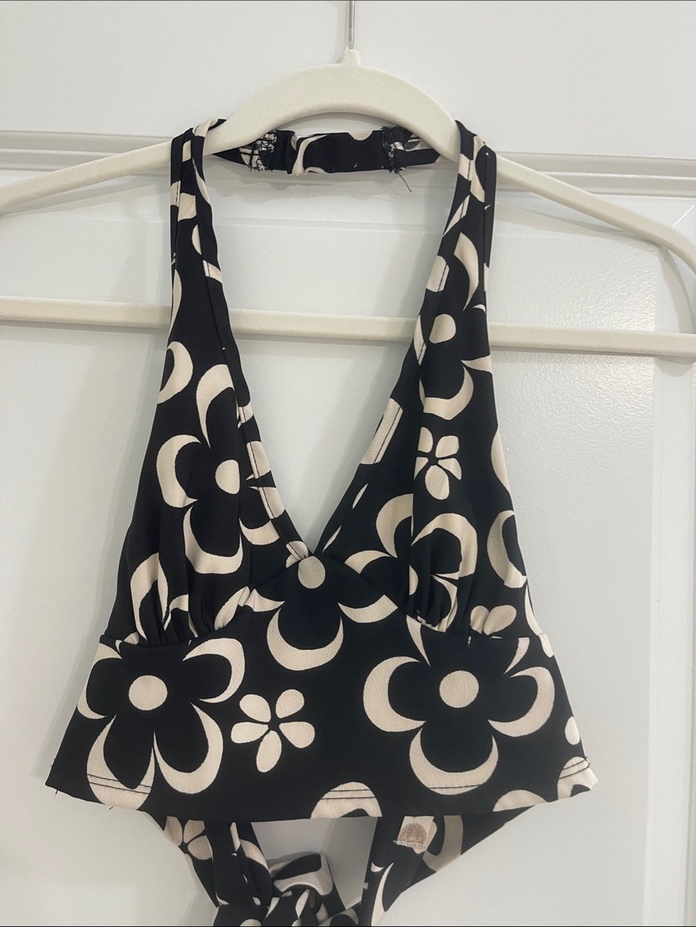 Altar’d State Black & Cream Floral Halter Top